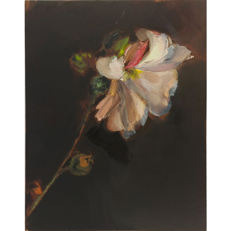 'Hollyhock I' Oil on board, Framed
