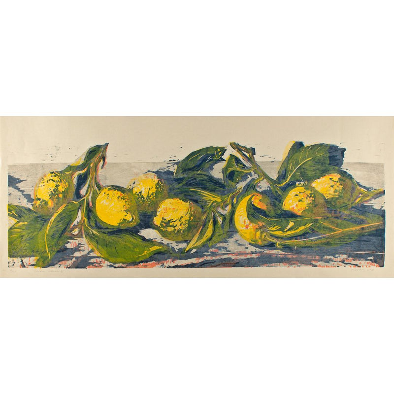 'Seven Lemons', Woodcut, Framed