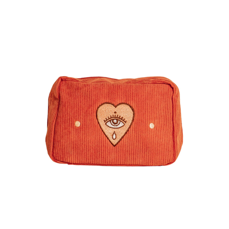 Corduroy Makeup Bag in Rust