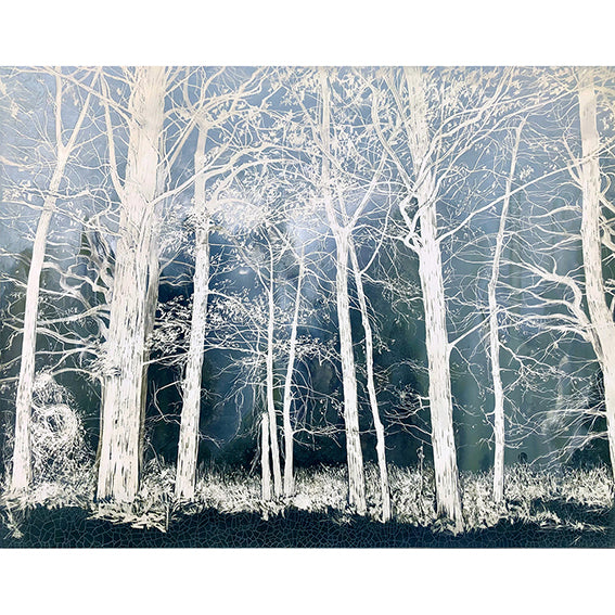 'Ghost Trees' Oil on Clayboard, Framed