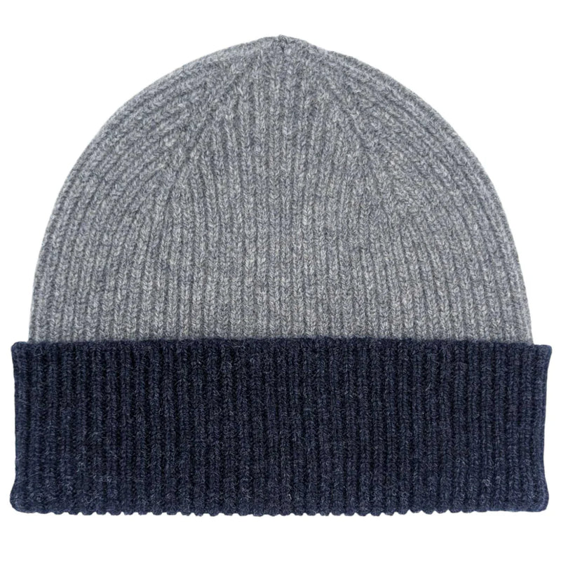 Unisex Beanie Hat - Grey & Navy