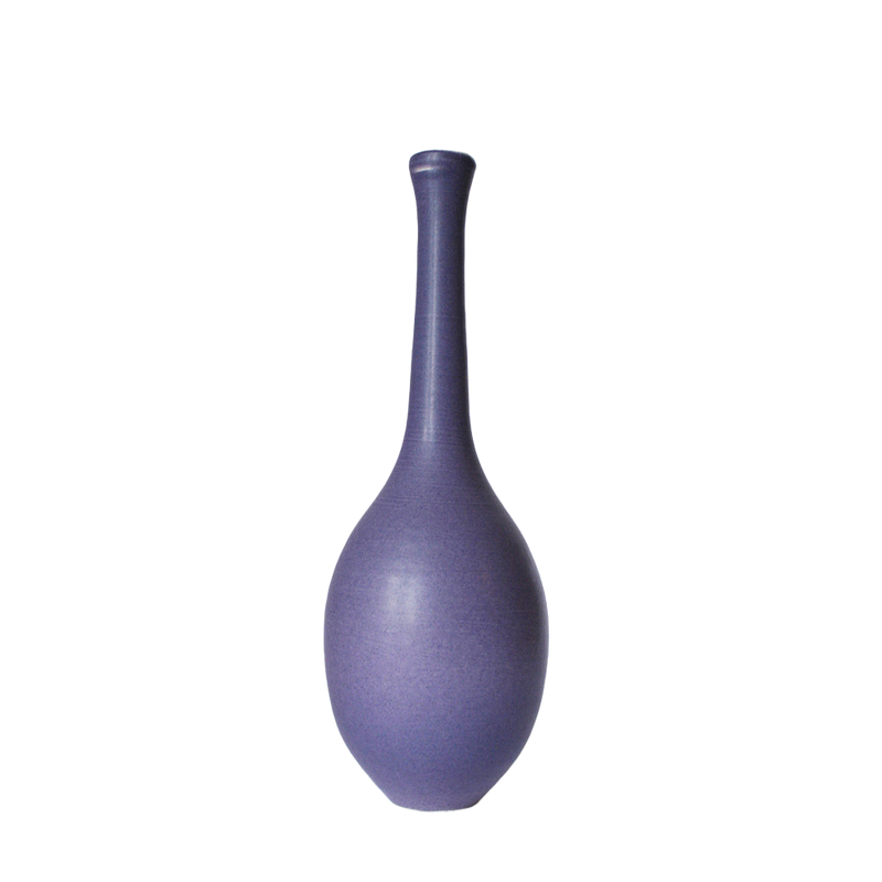 Violet Long-Neck Oval Ceramic Vase