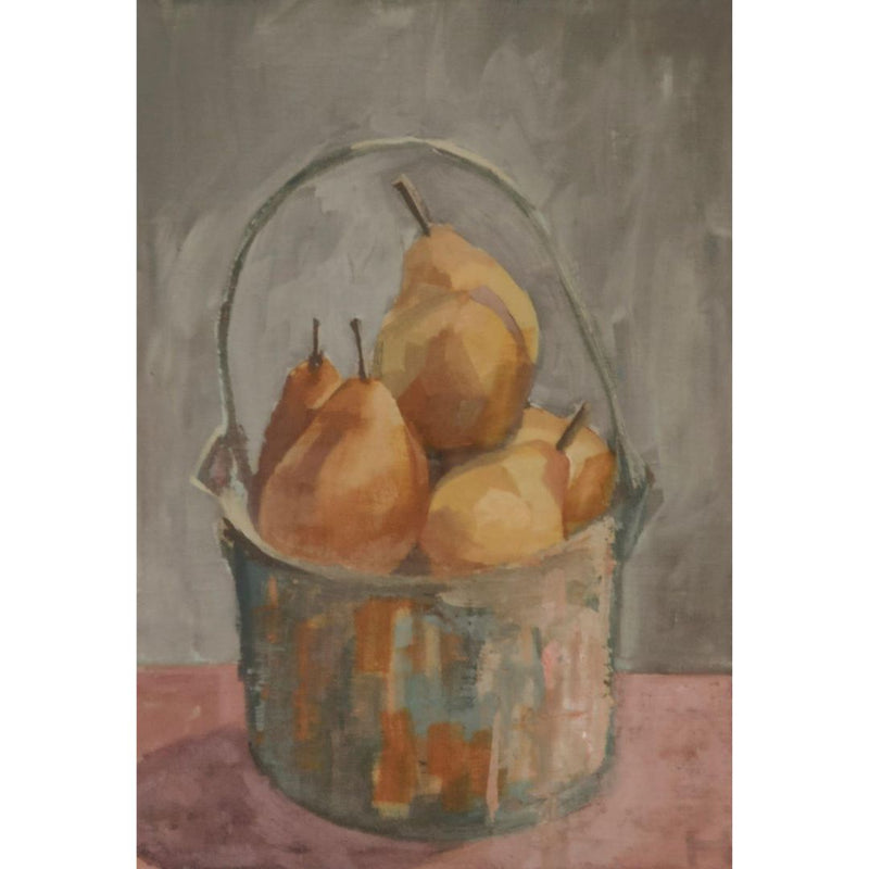 'Pears in a Painters Pail', Oil Painting, Framed