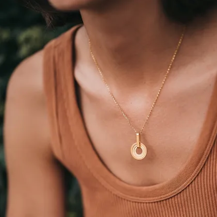 Gold Athena Circle pendant Necklace