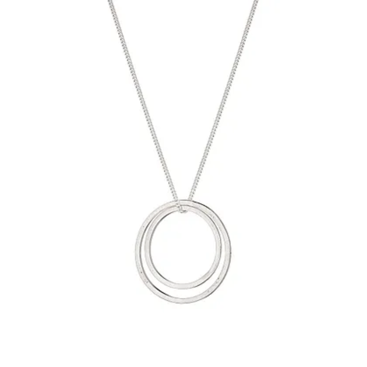 Silver Double Circle Necklace