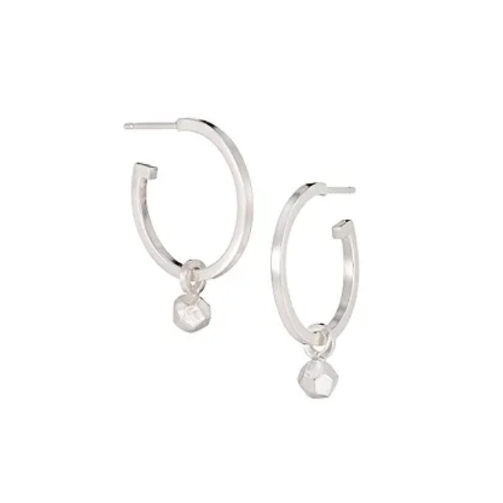 Luna Meteor Silver Hoop Earrings