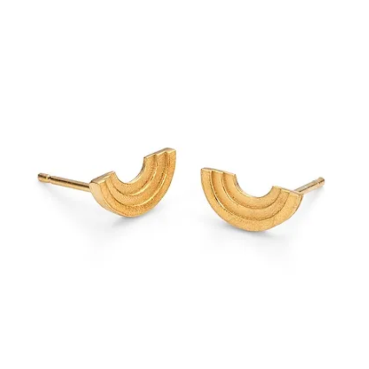 Gold Opis Semi Circle Stud Earrings
