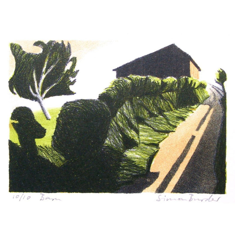 'Barn' Stone Lithograph, Unframed