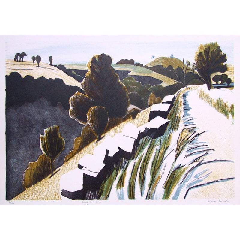 'Long Lane' Stone Lithograph, Unframed