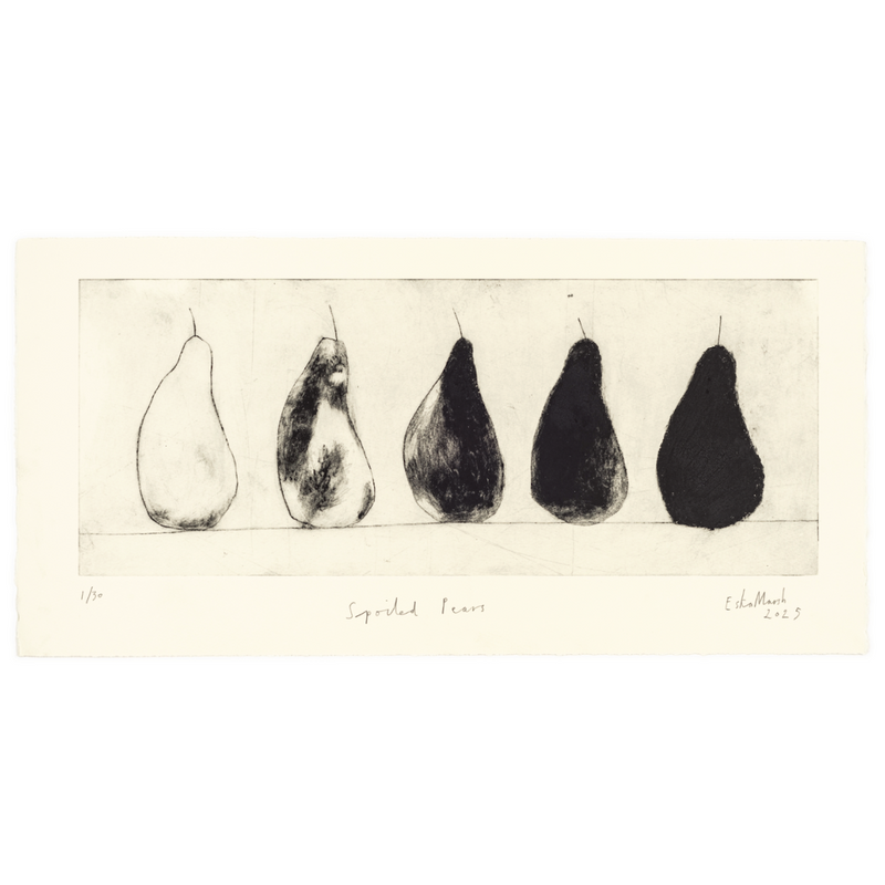 'Spoiled Pears', Drypoint Print