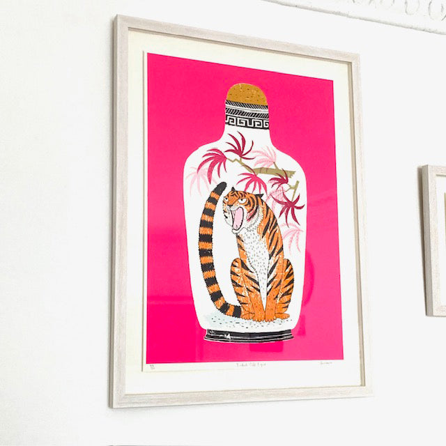 'Ticked Off Tiger' Framed Screen Print