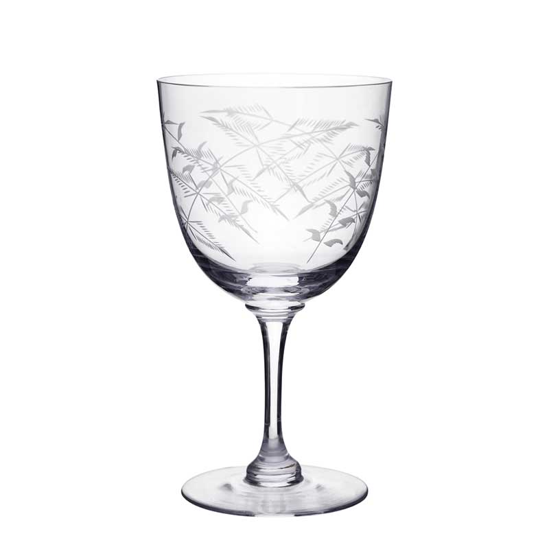 Fern Etched Wine Glass 