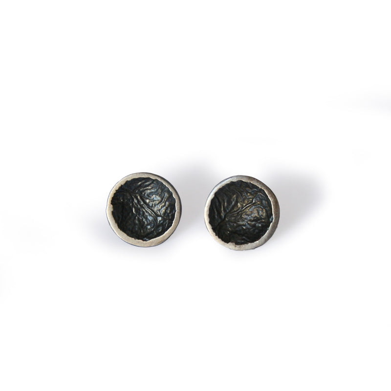 Oxidised Moon Studs Large
