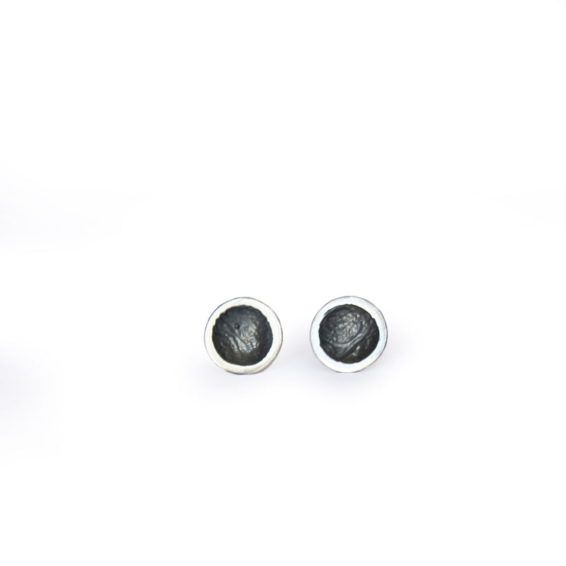 Oxidised Moon Studs Small