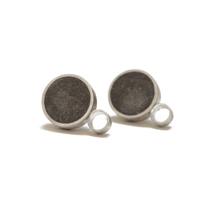 Large Circle "Geometry" Concrete & Silver Studs