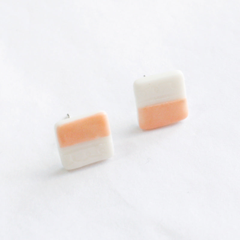 Square Porcelain Coral Studs