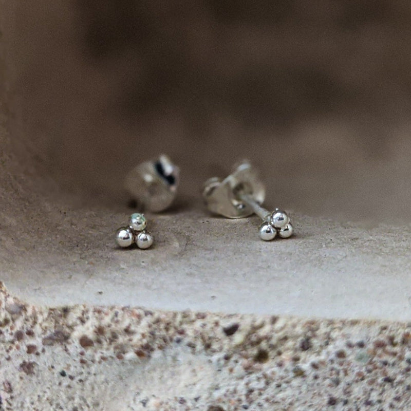 Mini Trio Bubble Studs, Silver