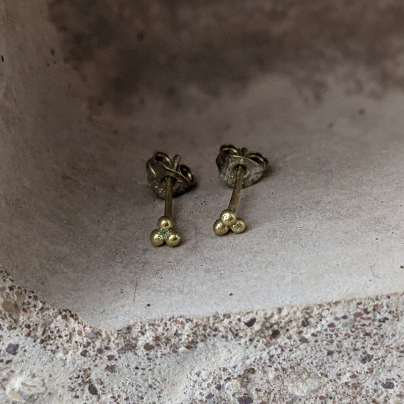 Mini Trio Bubble Studs, Gold Plated