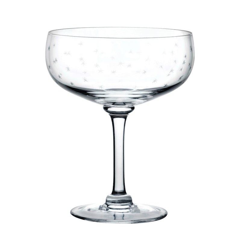 Pair of Star Etched Crystal Cocktail Glasses