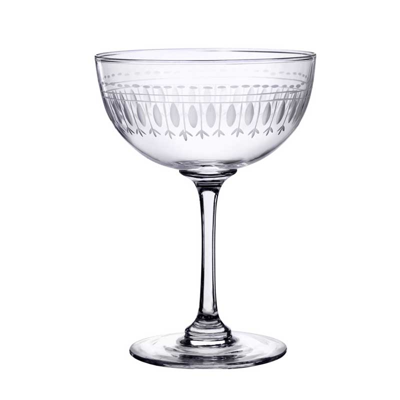 Etched Crystal Glass Champagne Saucer