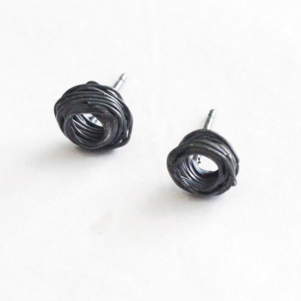Oxidised Silver Wrap Studs, Large