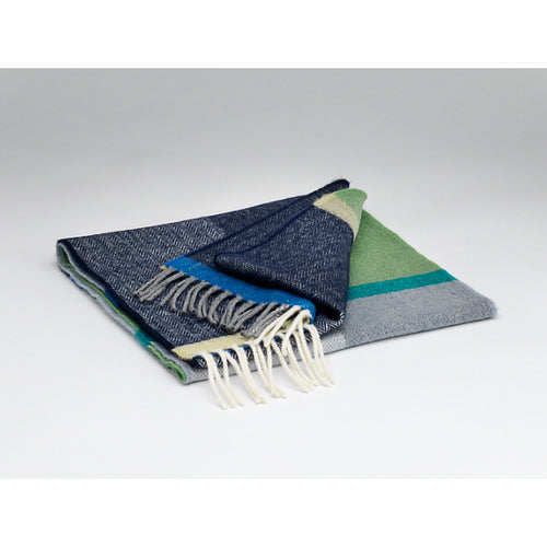 Navy, Green and Smoke Wool Scarf
