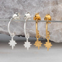 Star Hoop Earrings, Gold Vermeil