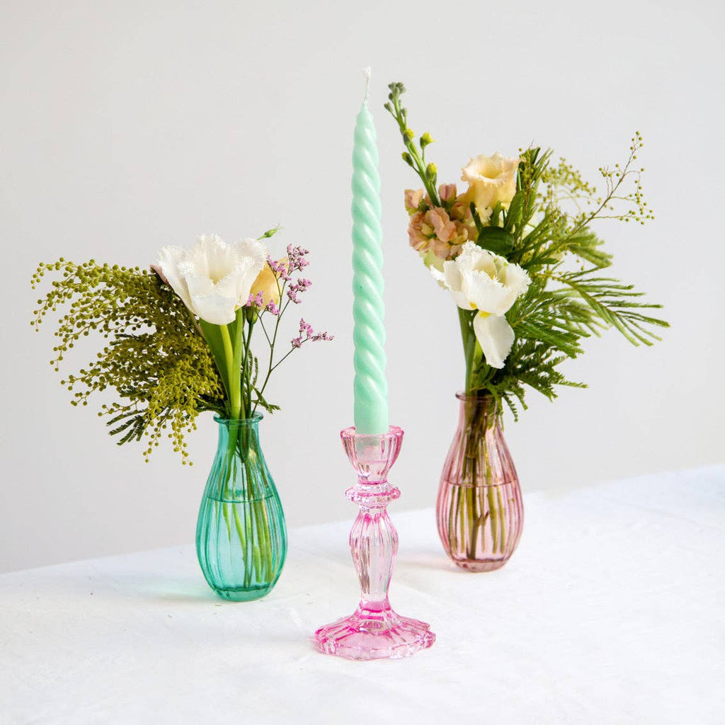 Glass Candle Holder in Pink