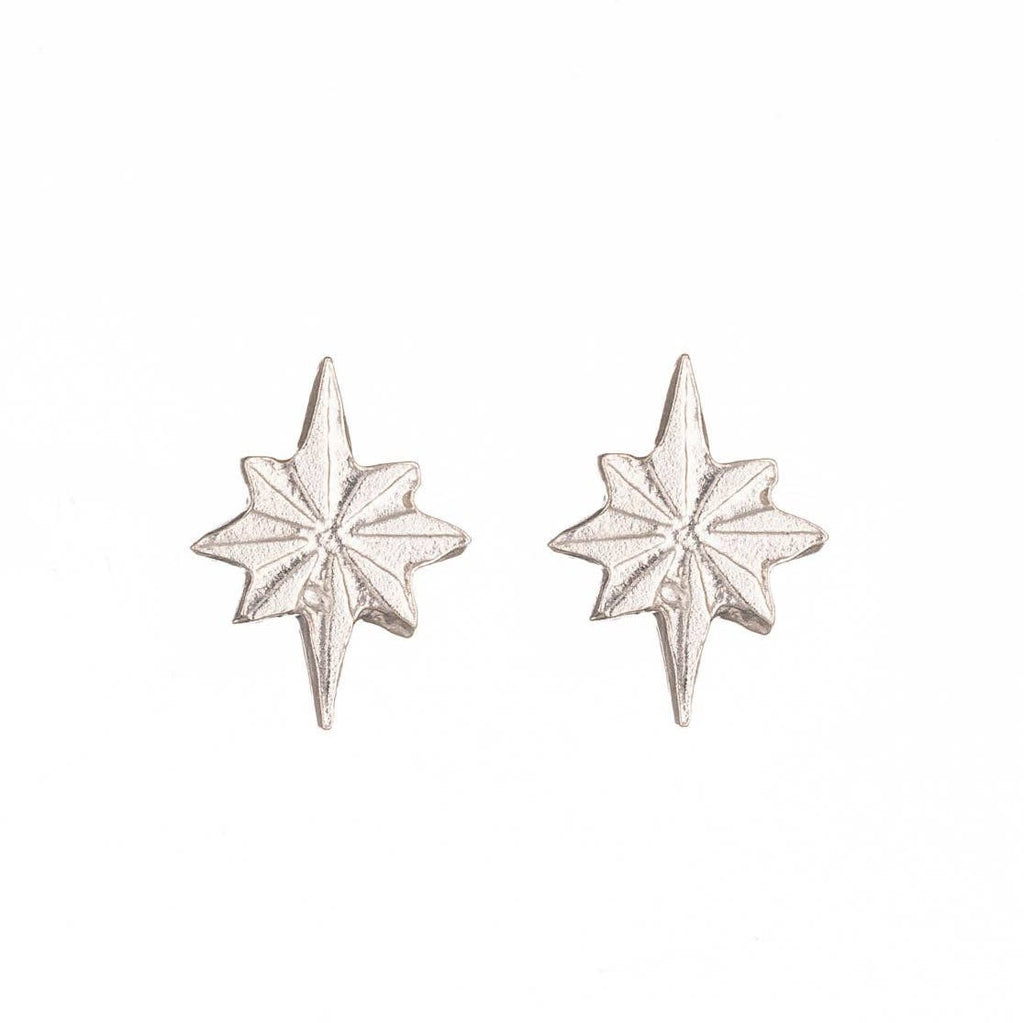 Star Stud Earrings, Silver