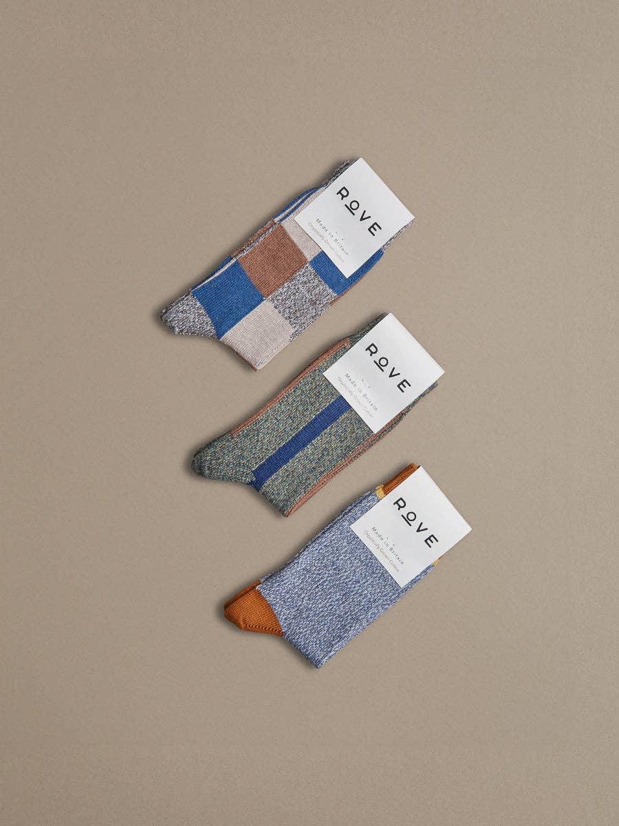 Organic Cotton Socks | Patchwork Blue