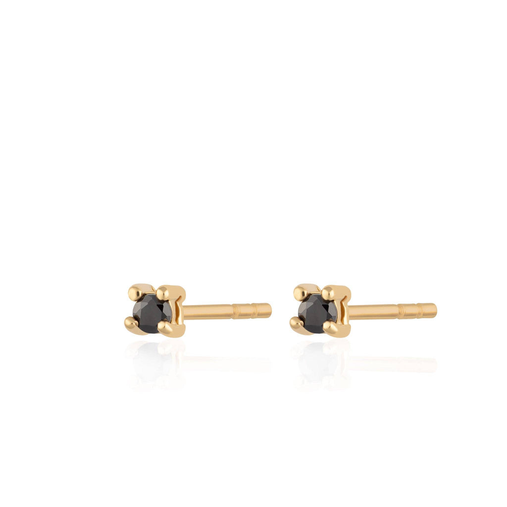 Teeny Tiny Stud Earrings | 18k Gold Plated Sterling Silver / Black