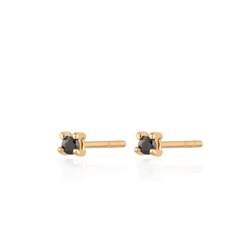 Teeny Tiny Stud Earrings | 18k Gold Plated Sterling Silver / Black