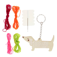 Stitch your own wooden keyring | Sausage Dog