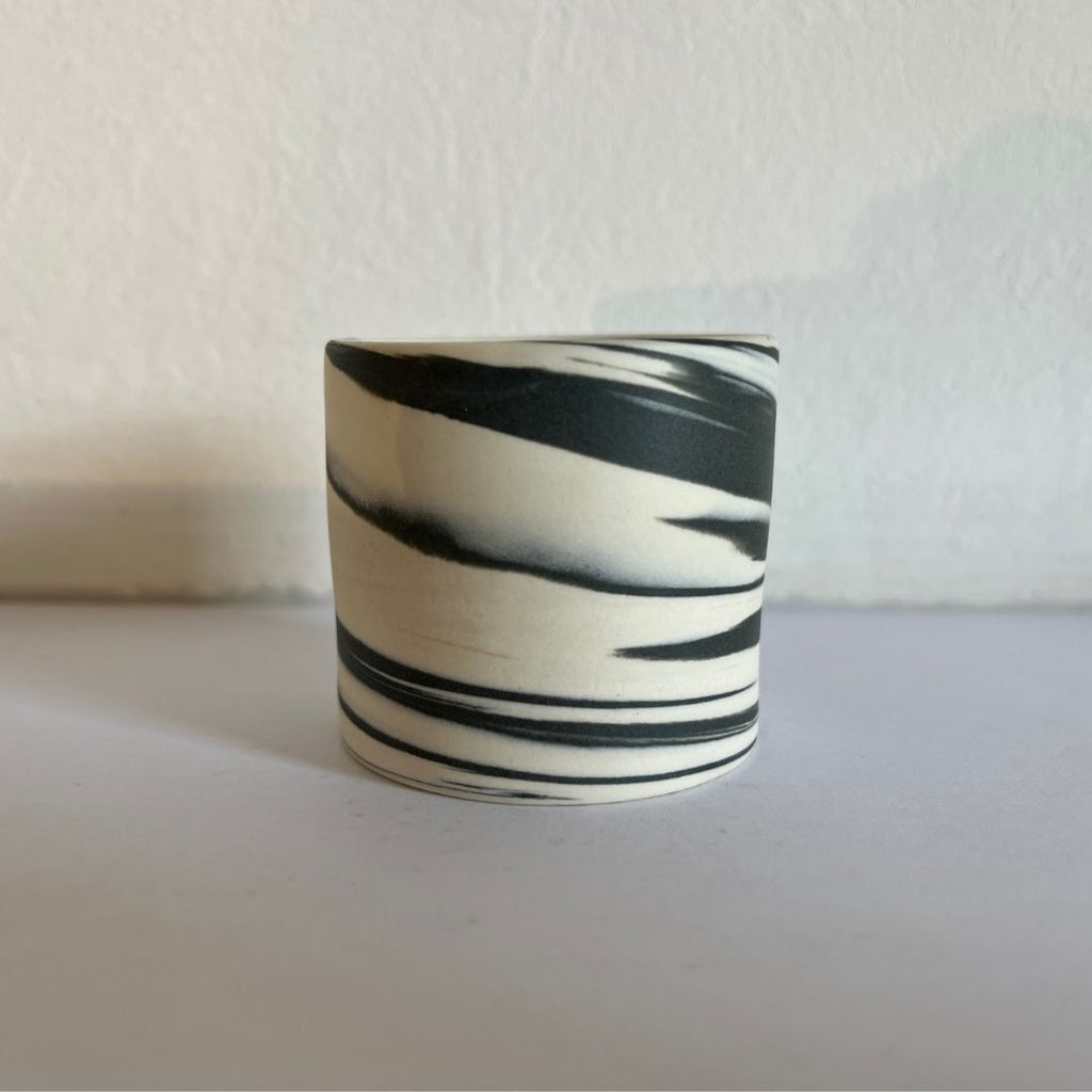 Polished Egg Cup With Grey, White And Soft pink Swirls