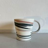Polished Porcelain Cup With Black And Pink Swirls