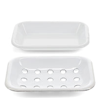 Two-Part Enamel Soap Dish | White