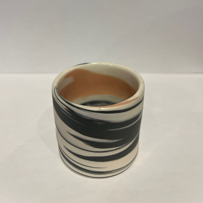 Polished Egg Cup With Grey, White And Soft pink Swirls