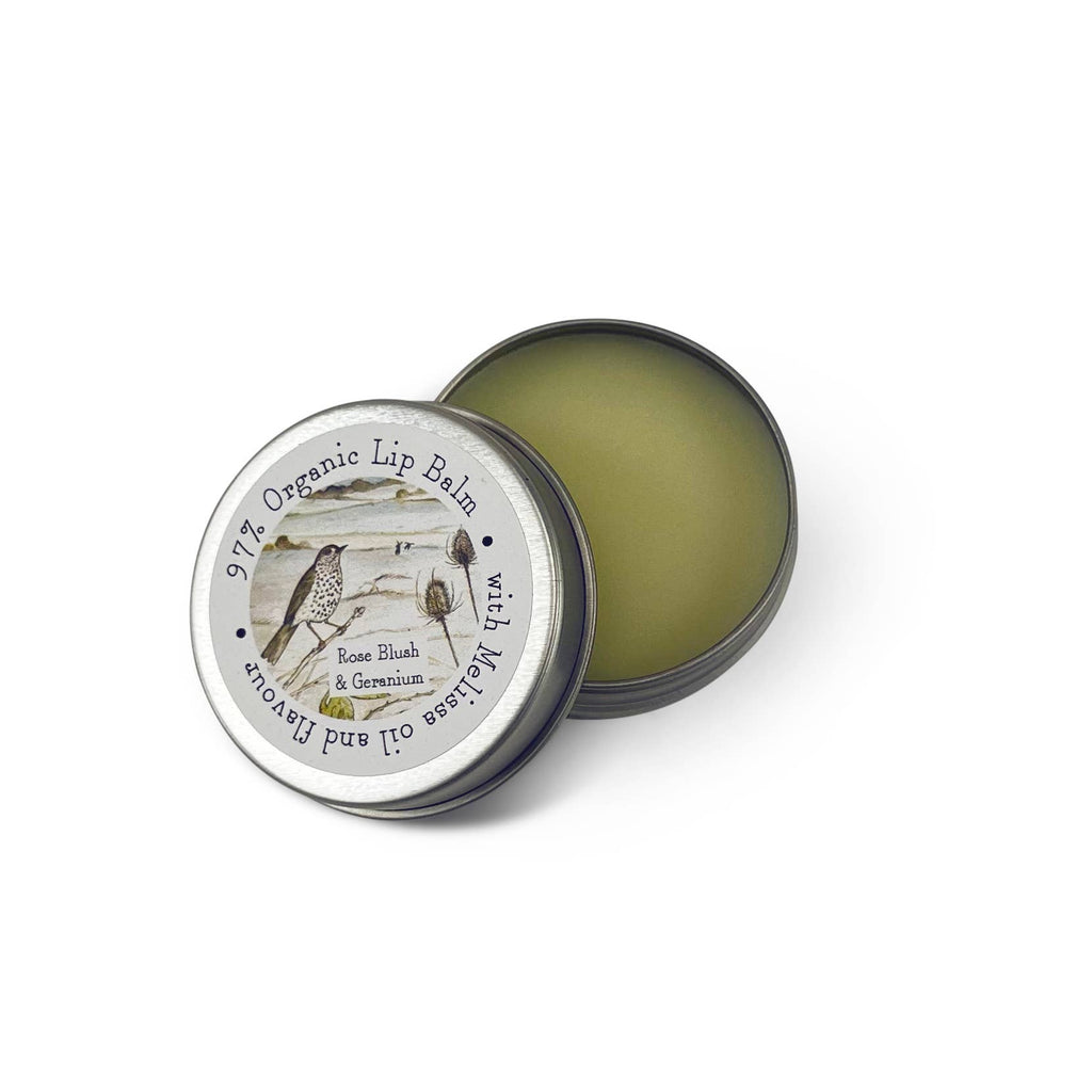 Rose Blush & Geranium Lip Balm - Thrush Bird Design