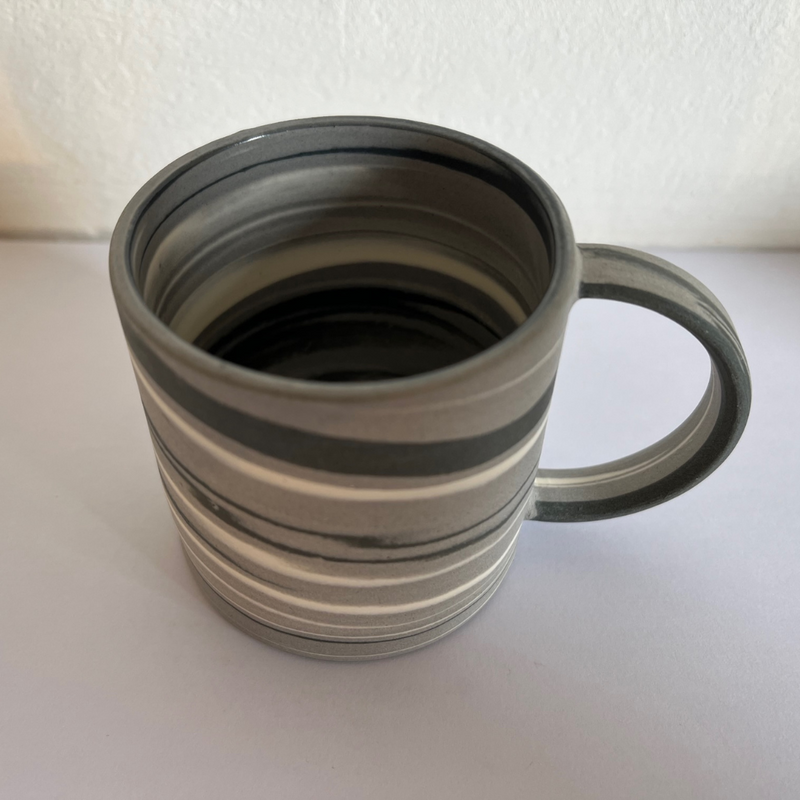 Polished Expresso Mug With Grey, White And Black Swirls