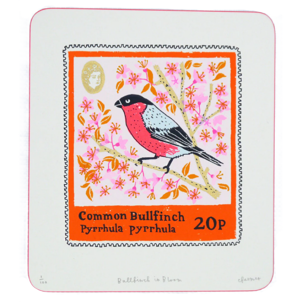 'Bullfinch In Bloom' Framed Screen Print