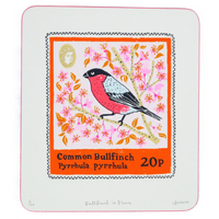 'Bullfinch In Bloom' Framed Screen Print