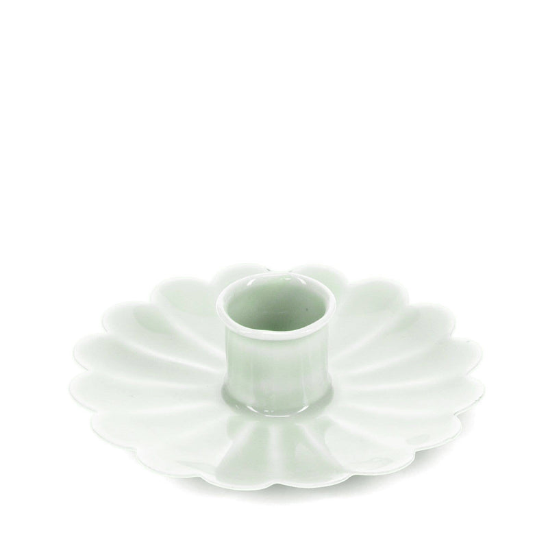Enamel Flat Flower Candle Holder | Light Grey
