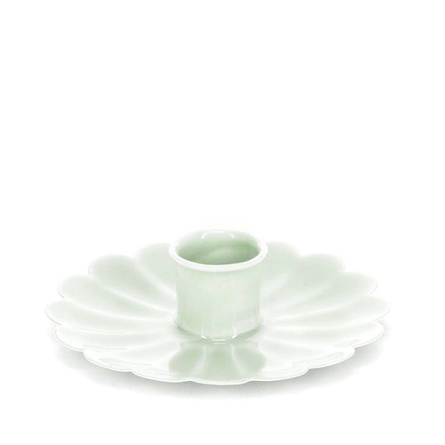 Enamel Flat Flower Candle Holder | Light Grey