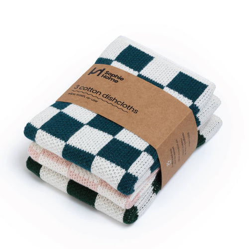 Check Ink Reusable & Eco-Friendly Cotton Knit Dishcloths