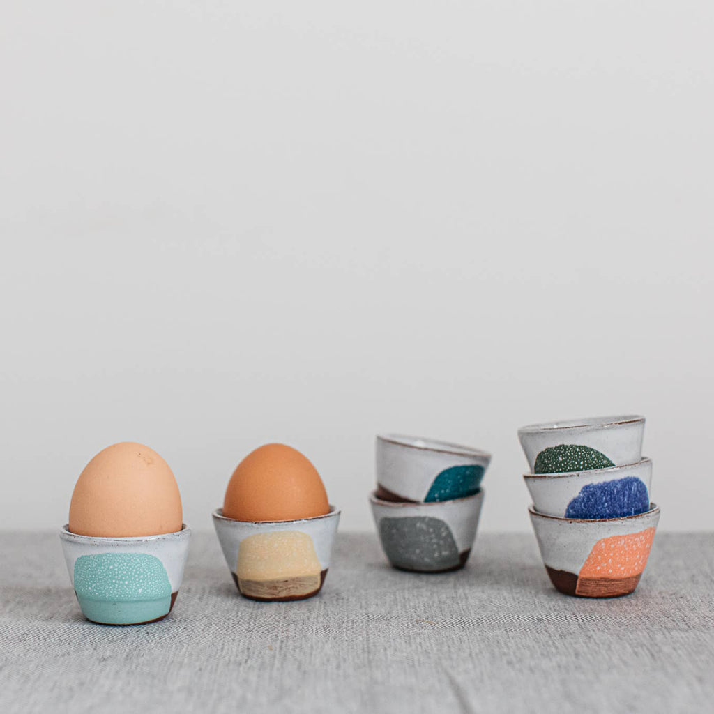 Handmade Contemporary Terracotta Egg Cup | Cobalt