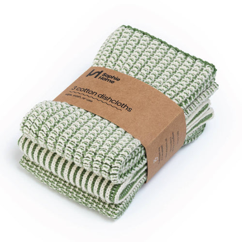Reusable & Eco-Friendly Cotton Dishcloths: Textured Green