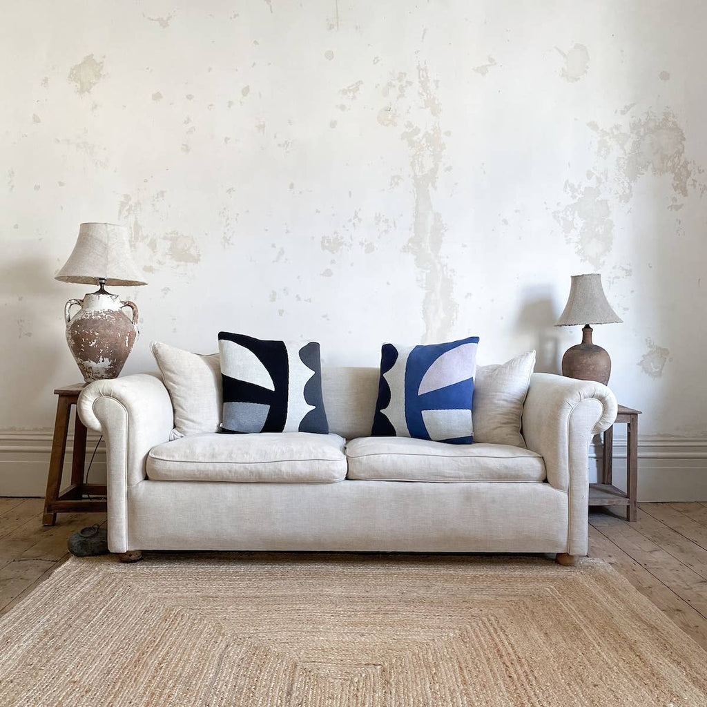 Orbi Cobalt Cotton Knit Cushion with Filler