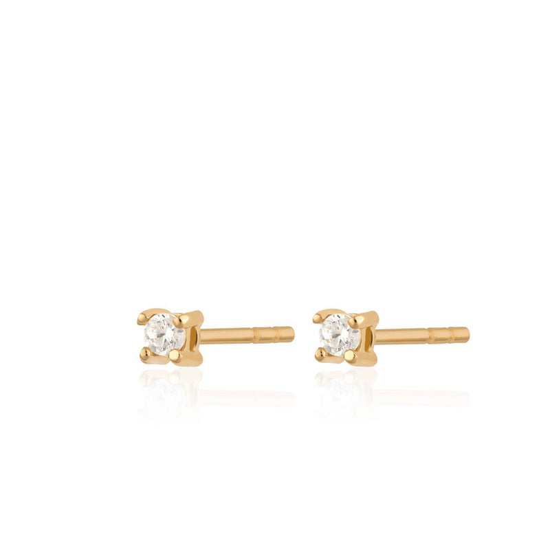 Teeny Tiny Stud Earrings | 18k Gold Plated Sterling Silver / Clear