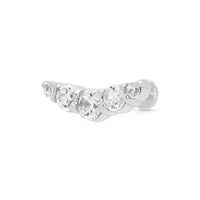 Helix Curve Sparkling Single Flat Back Earring | Rhodium Plated Sterling Silver