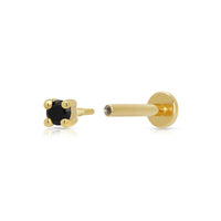Gold Black Stone Single Flat Back Earring